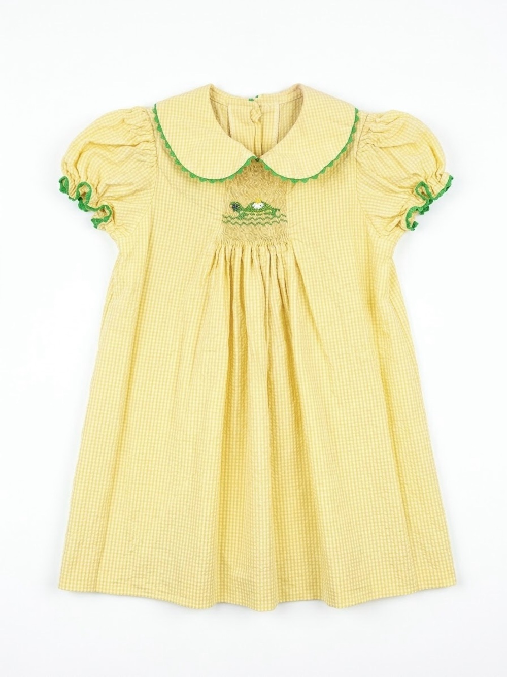Castles & Crowns Smocked Turtle Dress Size 4 Girl’s Striped Yellow White